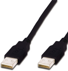 USB 2.0 connection cable, USB plug type A to USB plug type A, 1 m, black, AK-300100-010-S