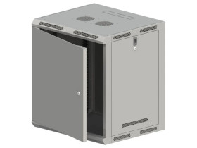Szafa rack wisząca 19 cali 12U 600x500, niedzielona, drzwi metalowe, kolor szary FLAT PACK