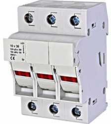 Podstawa bezpiecznikowa 3p 32A 10x38 z diodą sygnalizacyjną