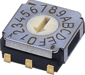Encoding rotary switch, 16 pole, hexadecimal, straight, 100 mA/5 VDC, SA-7050A