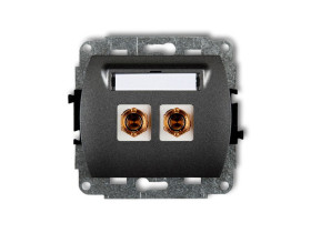 TREND Gniazdo głośnikowe pojedyncze (typu banan - czerwony i czarny pozłacany 4 mm2 do lutowania) grafitowy 11GG-3 KARLIK