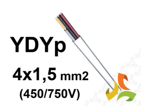 Przewód YDYp żo 4x1,5 mm2 (450/750V) instalacyjny płaski (krążki 100m) G-106475 TELEFONIKA