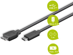 67996 USB 3.0 cable, B male to C male, 1 m