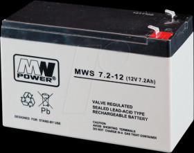 MWS 7.2-12 AGM battery, 12 V, 7,2 Ah