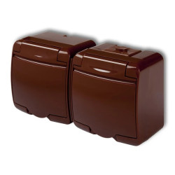 JUNIOR Gniazdo podwójne z/u (klapka brązowa) brązowy 4GHE-2p