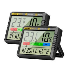 2SZT ANENG AP01 Higrometr Zegar Kalendarz Funkcja Drzemki Wyświetlacz LCD Zakres Temperatura -10~50°C Zakres Wilgotność 10~99% P