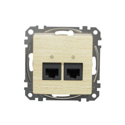 Gniazdo komputerowe podwójne RJ45 kat. 6 STP, brzoza, efekt drewna, Sedna Design i Elements SDD180462