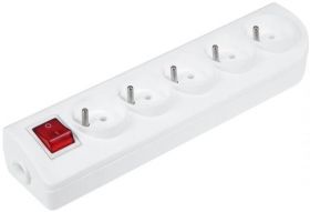 Gniazdo przedĹuĹźacza x 5 z uziemieniem i wyĹÄcznikiem biaĹe GN-50W