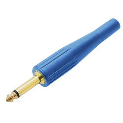 Wtyk Jack 6,3 mono długi w gumie niebieski / 1267