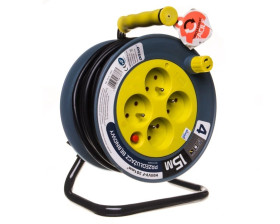 Przedłużacz bębnowy MINI 15m 4x230V /PVC 3x1mm2/ limonkowy OR-AE-1339/L