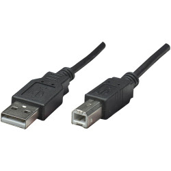 Manhattan 374507 USB cable USB 2.0 USB-A to USB-B 0.50m Black Metal foil shield