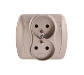 Simon Akord Gniazdo podwójne z/u 16A IP20 satyna metalizowana AGZ2/29