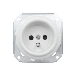 Gniazdo elektryczne ceramiczne okrągłe bez ramki, montaż podtynkowy, kolor biały Ceramic Loft