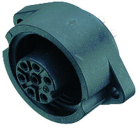 Panel socket, 6 pole + PE, solder cup, screw locking, straight, 09 4228 00 07