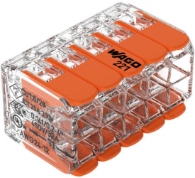 Cable connector, 10 pole, 0.14-4.0 mm², clamping points: 10, transparent/orange, cage clamp, 32 A, 221-420