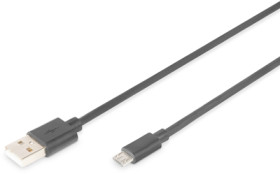 USB 2.0 adapter cable, USB plug type A to micro USB plug type B, 1 m, black, AK-300110-010-S