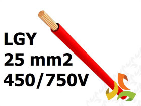 Przewód LGY 25 mm2 czerwony (450/750V) jednożyłowy linka H07V-K (krążki 100m) 5907702814254 ELEKTROKABEL