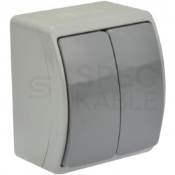 Łącznik świecznikowy podwójny natynkowy hermetyczny IP44 szary Koala ViPlast