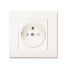 Gniazdo z uziem. i przesłonami styków - białe - KARRE/MERIDAN