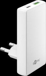 75720 USB charger, 45 W, 1x USB-C, 1x USB-A, 90°, flat, white