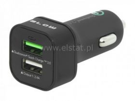 Ładowarka sam. 3.0 2x USB (1x 2,4A + 1x QC3 )sza