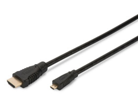 Kabel połączeniowy microHDMI Highspeed 1.4 Eth. GOLD Typ HDMI A/HDMI D, M/M czarny 1m AK-330109-010-S AK-330109-010-S