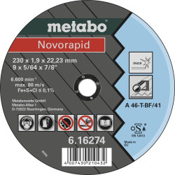 Metabo 616274000 Novorapid Cutting Disc 230mm Metal 25pcs
