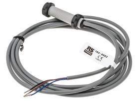 Czujnik zbliżeniowy M12 Pojemnościowy 2 mm RS PRO Wpuszczany 10→ 30 V DC długość 52mm Gwintowany