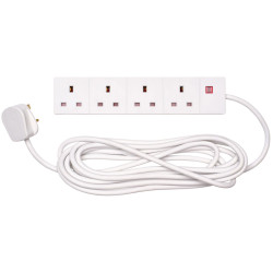 Draper 09658 Four Socket Extension Lead with Neon Indicator, 5m