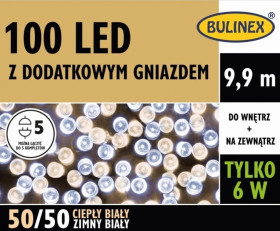 Lampki choinkowe LED 100l z gniazdem MIX biały 9,9m 230V/31V 6W IP44 na zewnątrz i do wnętrz 13-105