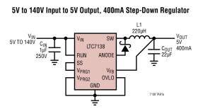 High Efficiency, 140V 400mA Step-Down Regulator with PassThru