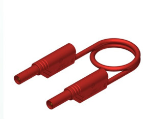 Measuring lead with (4 mm plug, spring-loaded, straight) to (4 mm plug, spring-loaded, straight), 500 mm, red, PVC, 1.0 mm², CAT