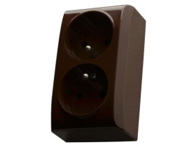 BIS Gniazdo podwójne z uziemieniem brązowe GN-2BZ/24 OSPEL