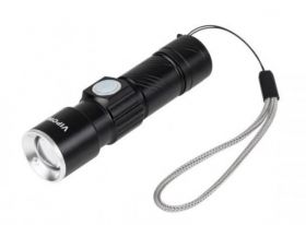LATARKA LED ALUM. 3W ZOOM WT.USB
