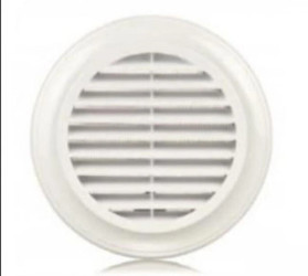 Kratka wentylacyjna okrągła z siatką i kołnierzem fi100mm biała EL100