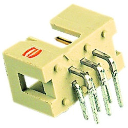 Pin header, 6 pole, pitch 2.54 mm, angled, beige, 09195066323