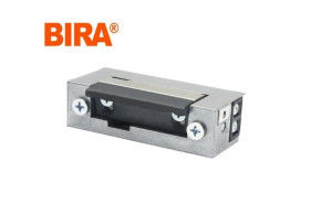 Elektrozaczep BIRA ES1-007 do furtek, ze stalowym zaczepem, niskoprądowy z wyłącznikiem 12V DC