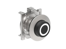 Metalowy przycisk płaski fi30mm wystający samoczynny powrót z symbolem 0 Czarny LPFB2102