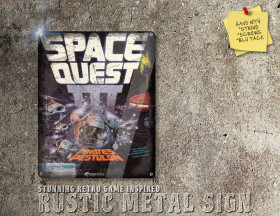 Vintage Looking Amiga, PC DOS Space Quest III Box Artwork Metal Sign [698]