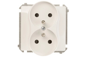 Simon Basic Gniazdo podwójne z/u 16A IP20 z przesłoną torów białe BMGZ2Mz.01/11