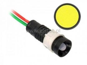 Kontrolka LED 5mm 12V/DC + przew. żółta