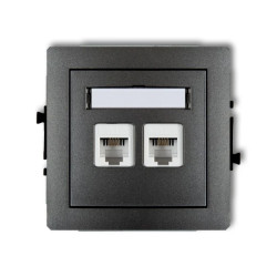 DECO Gniazda telefoniczne podwójne 2xRJ11, 4-stykowy, beznarzędziowe grafitowy 11DGT-2