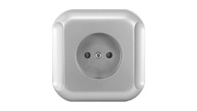 Topaz Gniazdo Pojedyncze Podtynkowe Bez Uziemienia Gpt-15T Srebrne