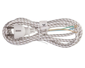 Przewód w oplocie do żelazka 3x0,75 2,4m bialo-szary S00003