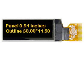 Wyświetlacz OLED 0.91cal Żółty macierz pasywna 128 x 32pikseli Midas COG I2C