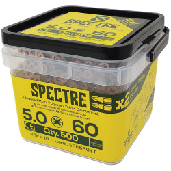 ForgeFix SPE560YT Spectre&#x2122; PZ Compatible Wood Screw CSK ZYP 5.0 x 60mm Tub 500