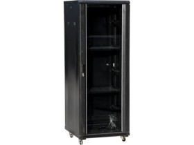 Szafa teleinformatyczna rack 19 cali 42U 600x800, drzwi szklane, kolor czarny FLAT PACK