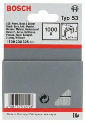 Zszywki z cienkiego drutu, typ 53, 11,4 x 0,74 x 6 mm, 1000 szt. Bosch Accessories 1609200326, N/A, Wymiary (D x S) 6 mm
