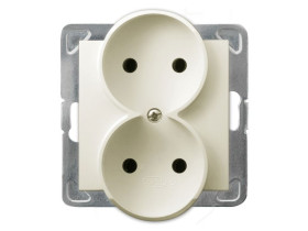 IMPRESJA Gniazdo podwójne bez uziemienia ecru GP-2YR/m/27 OSPEL