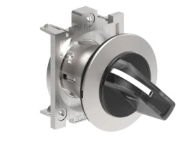 Metalowy przełącznik płaski podświetlany 3 pozycyjny 1-0-2 z samopowrotem z 2 do 0 fi 30mm pokrętło krótkie Biały LPFSL1338